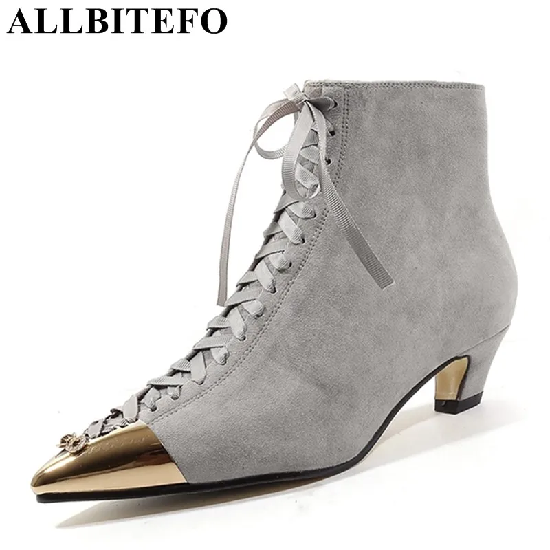 

ALLBITEFO natural genuine leather sheepskin women boots rhinestone design fashion sexy girls ankle boots motorcycle boots shoes