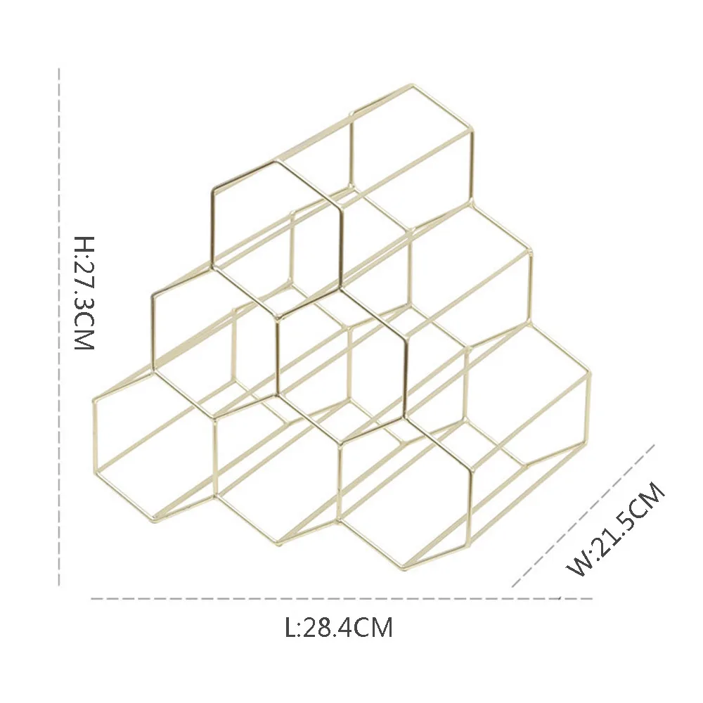 Геометрическая железная винная полка для 6 бутылок, металлическая отдельно стоящая кухонная стойка для хранения, винный шкаф, винная полка, красивая витрина