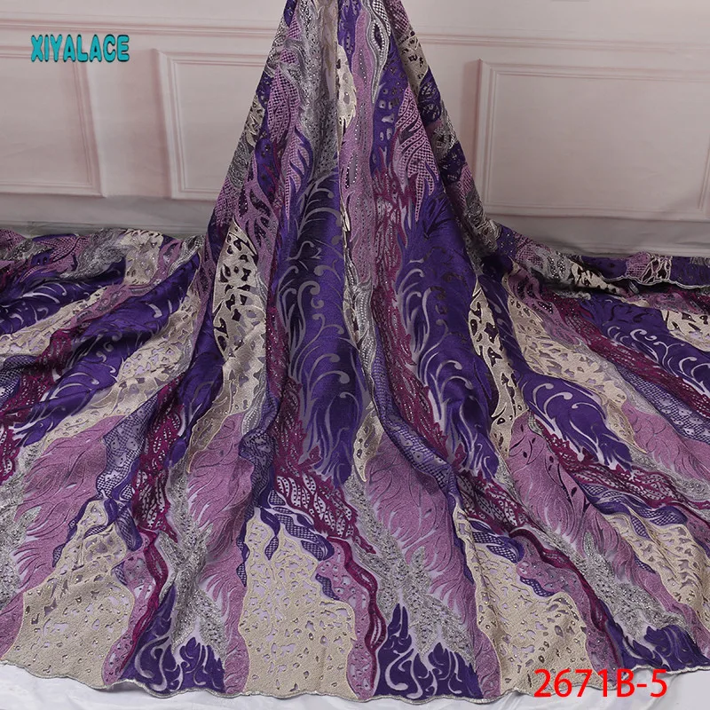 

2019 Embroidery French Net Lace Fabric High Quality Nigerian Pards Lace With Colorful Stones Lace for Afrian Lace dress 2671b