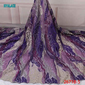

2019 Embroidery French Net Lace Fabric High Quality Nigerian Pards Lace With Colorful Stones Lace for Afrian Lace dress 2671b