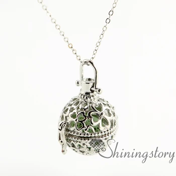 

four clover openwork essential oil necklace perfume lockets wholesale make your own oil diffuser aromatherapy necklace wholesale