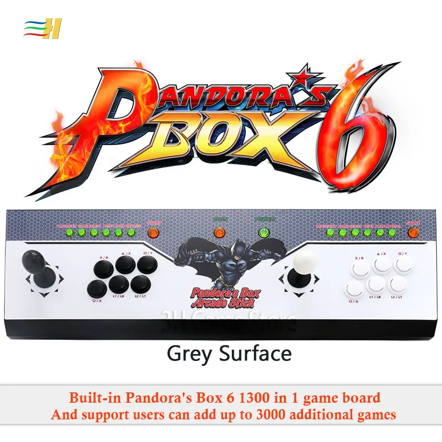 Pandora's Box 6 1300 в 1 семейная версия аркада джойстик светодиодная Кнопка комплект Аркада 2 игроков может добавить 3000 игр usb для ПК