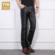 Зимние толстые теплые брюки-карго пуховые штаны Для мужчин полной длины из натуральной кожи для езды на мотоцикле брюки Для мужчин Байкер Панк Pantalon Hombre плюс Размеры