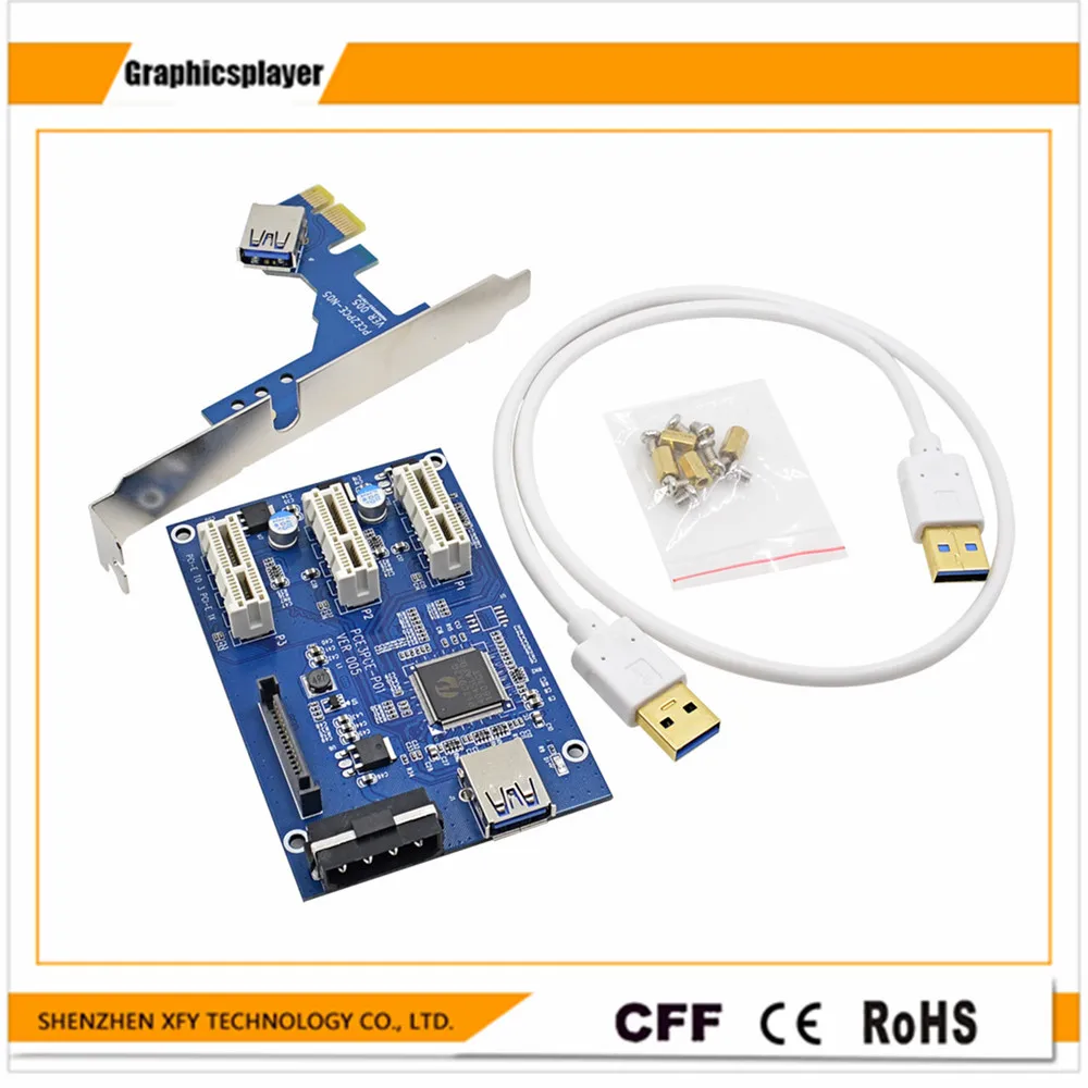 Оптовая продажа 60 см USB 3 0 PCIE 1X Райзер карта PCI E Экспресс 1x to3 адаптер SATA 15 контактов