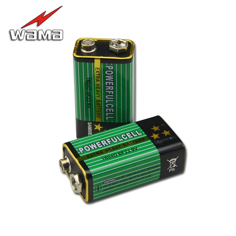 

2x Wama 6F22 Battery 9V Primary Zinc Carbon Batteries for Alarm Wireless Microphones 1604D Battery No Mercury New