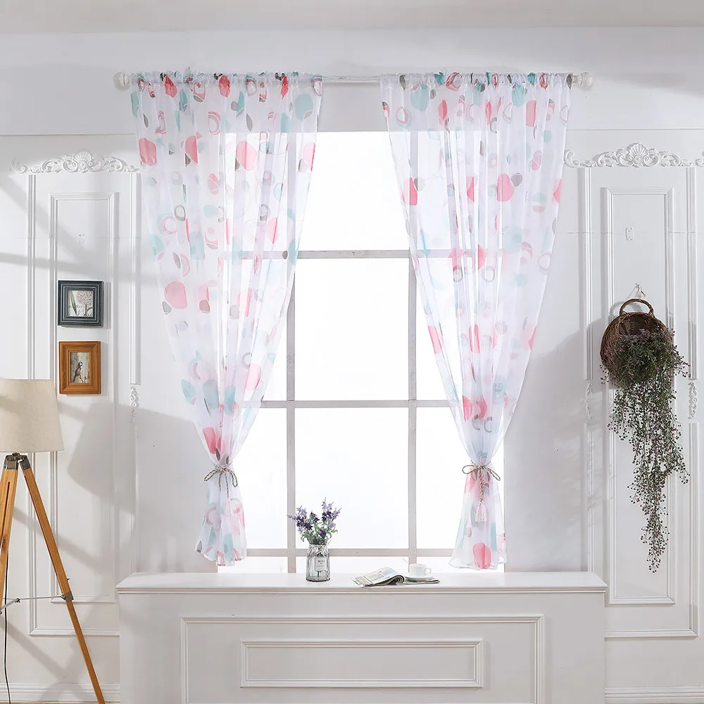 

Leaves Sheer Curtain Tulle Window Treatment Voile Drape Valance 1 Panel Fabric Sheer Scarf Valances curtains for the living room