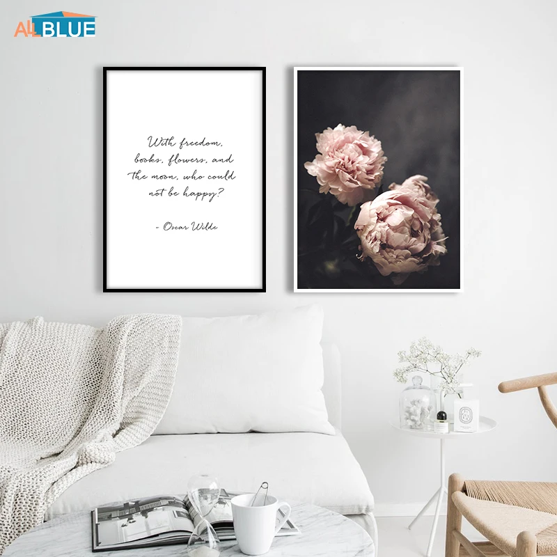 Scandinavian Style Peony Flower Painting Wall Art Canvas Posters And Prints Nordic Decorative Picture For Living Room Home Decor