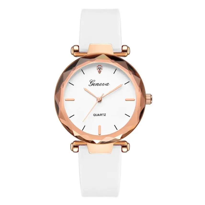 Роскошные женские часы-браслет модные женские платья модные женские часы Женева кремнеземный ремешок аналоговые кварцевые наручные часы# YY - Цвет: WH