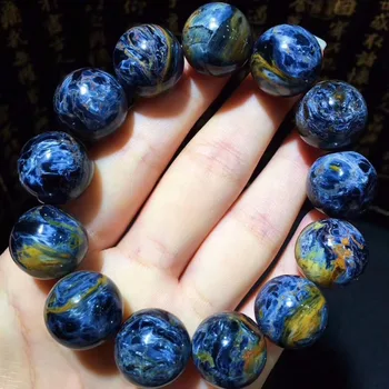

Genuine Natural Blue Pietersite Big Round Beads Bracelet For Women Men Powerful Stretch Crystal Bracelet 17mm AAAAA certificate