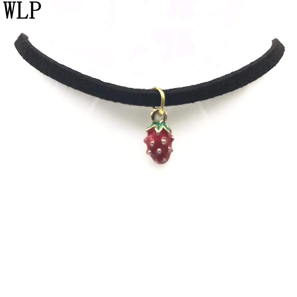 WLP Горячее предложение Новая мода ожерелье колье Bijoux черный, бархатный, кожаный ананас из кристаллов яблоко кулон Макси массивные Чокеры ожерелье