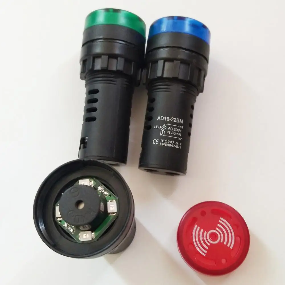 

High Quality Circular Intermittent Sound Flash Sound Light Buzzer Alarm 22mm Hole red green yellow Push Button Switch Quick