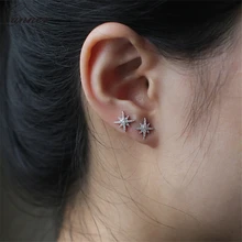Серьги-гвоздики CANNER CZ Star для женщин, девушек, золотые серьги с кубическим цирконием, модные ювелирные изделия, подарки, женские Серьги brincos Q40