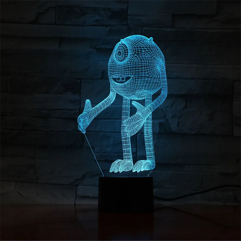 Мультяшный ночник Monster Inc 3d детский визуальный светодиодный светильник для