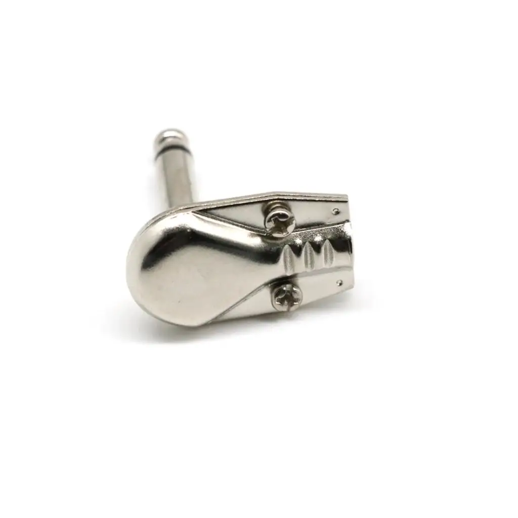 10Pcs Silver 6.35mm Mono Right Angle Guitar Plug Flat Male To Female Connector