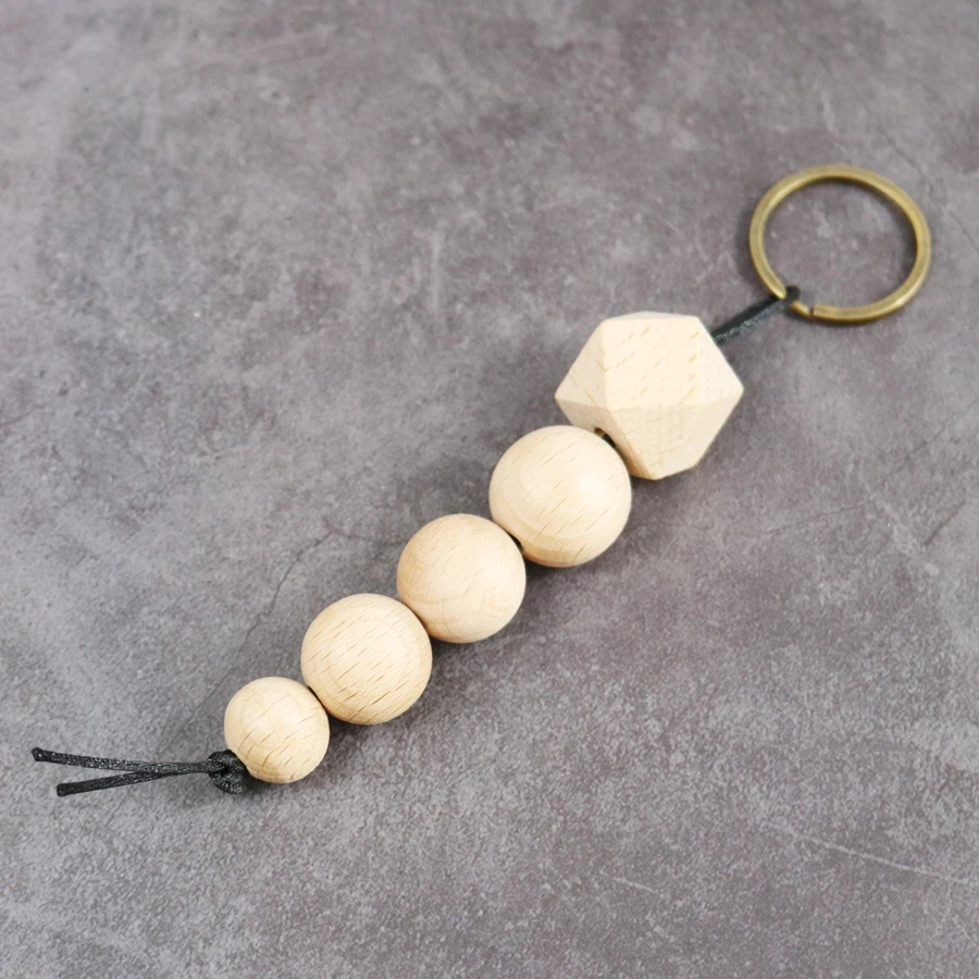 

natural geometric Wooden beads Keychain key chain key ring llaveros para mujer