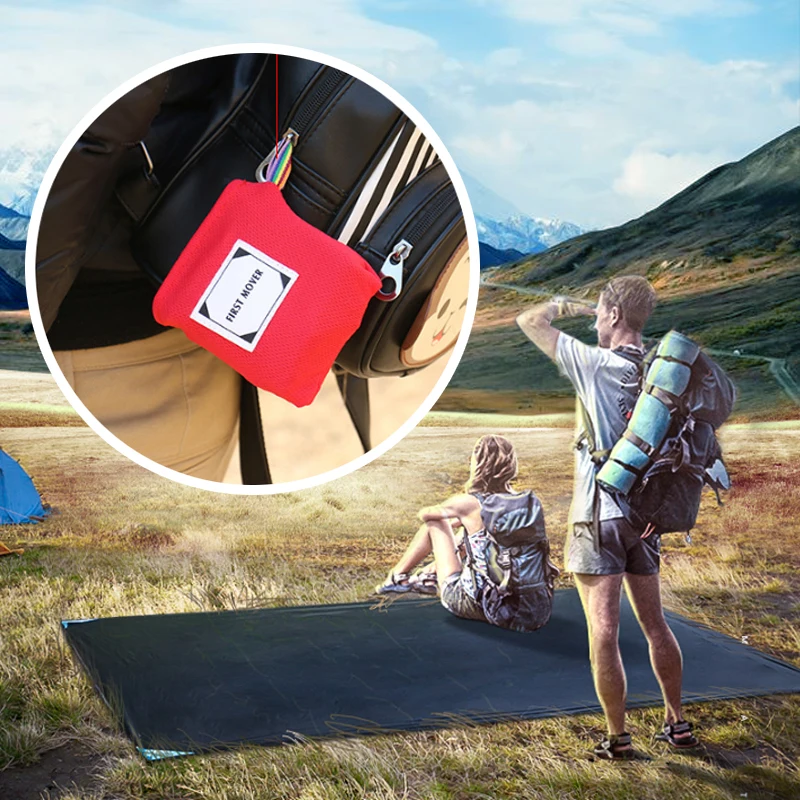 

Outdoor Travel Camping Pocket Mat Nylon Pocket Picnic Mat Convenient Waterproof Foldable Beach Mat Lawn Moistureproof Mat