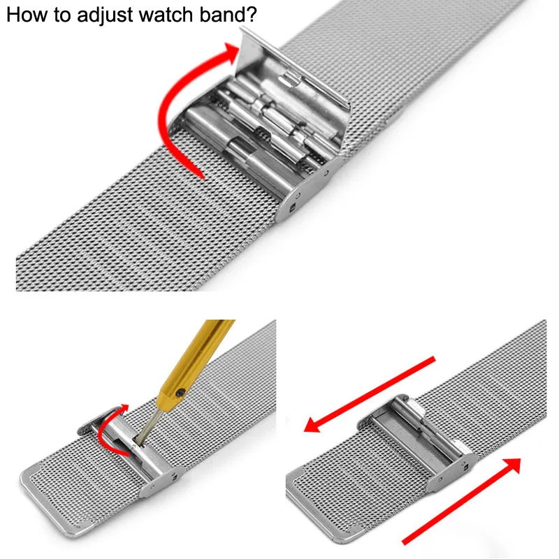 8 мм, 10, 12, 13, 14, 15, 16, 17, 18, 19, 20, 21 22 23 24 мм ремешок для часов, Миланская петля, Нержавеющая сталь ремешок для наручных часов сетчатый ремешок с пряжка Quick release шпильки