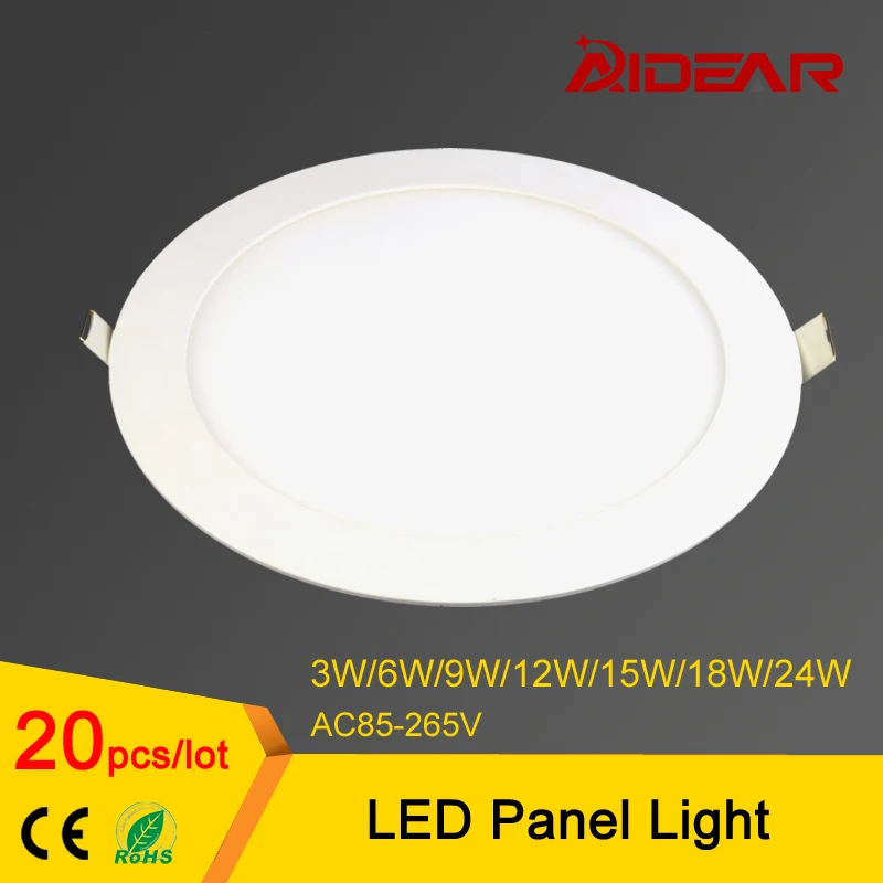 Led Panel Light 3W 6W 9W 12W 15W 18W 24W AC85-265V led down light ultra thin round panel free shipping | Лампы и освещение