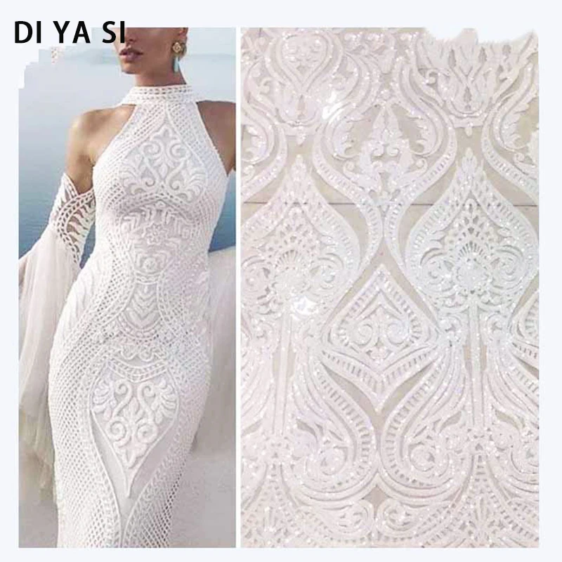 

ivory lace 5yards/lot white lace african sequins lace fabric wedding bolero lace ivory long lace wedding dress ivory