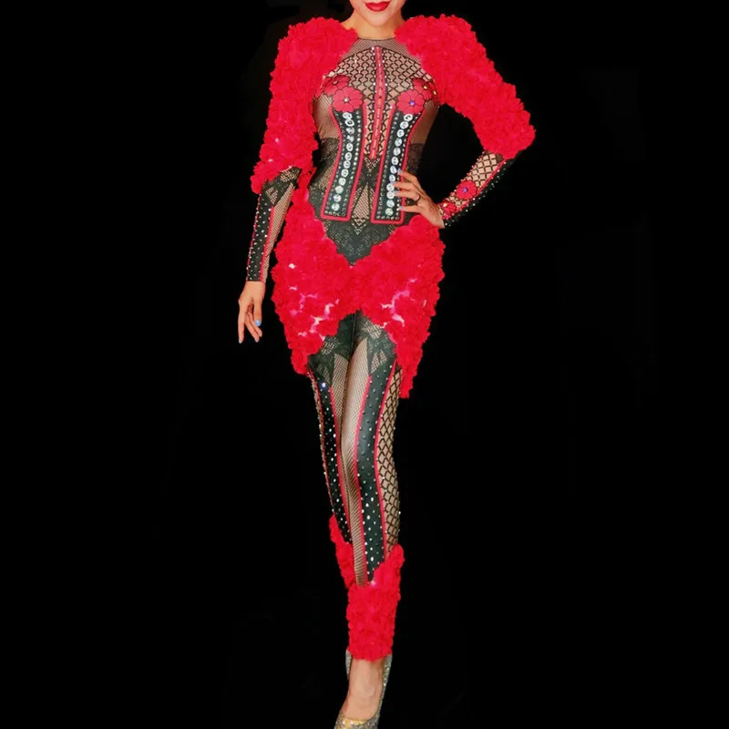 sparkly red jumpsuit