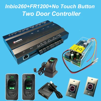 

Two Door Controller fingerprint Access control System Kit+battery function Power+FR1200 Fingerprint Reader+Infrared Eixt Button