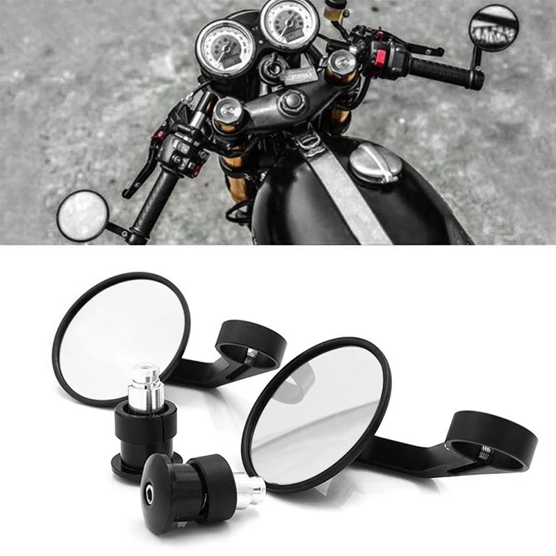 1 Pair CNC Motorcycle Rearview Mirror Handle Bar End Rear View Side Mirrors 22mm