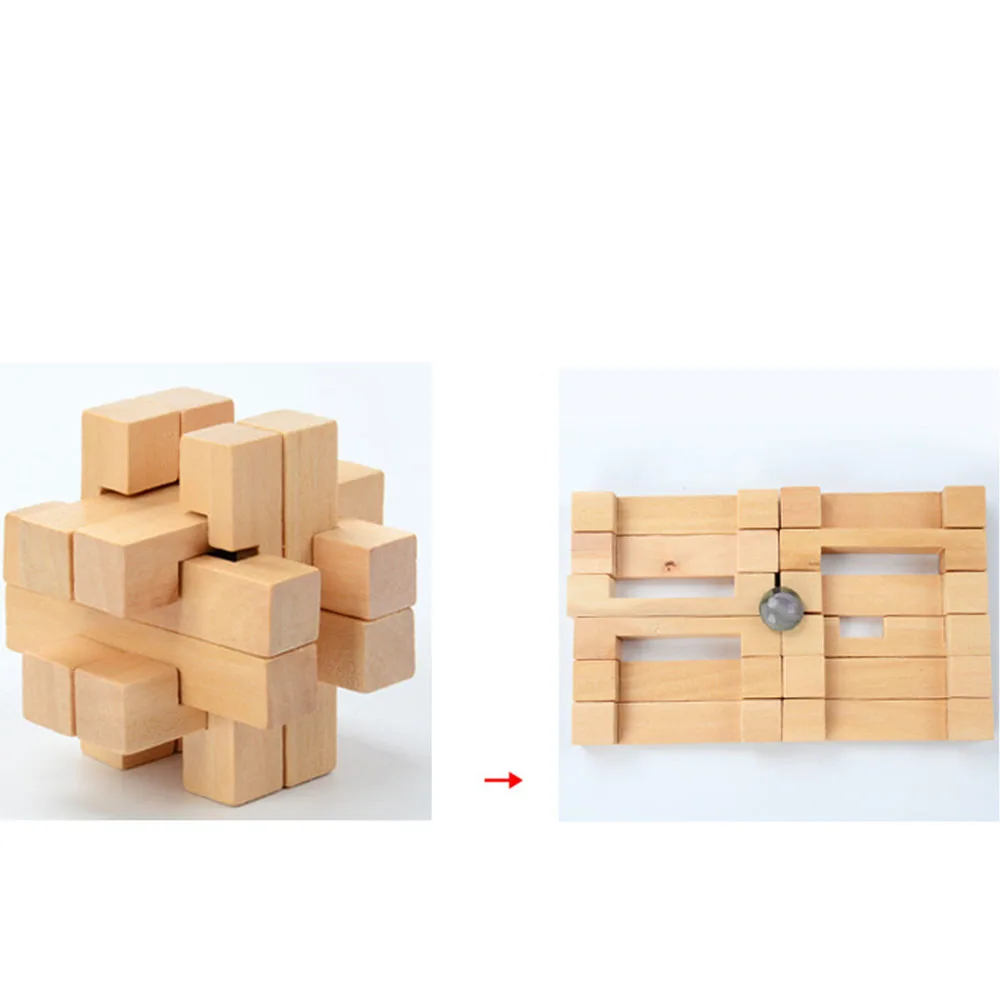 Kong Ming Luban Lock Kids Adult Wooden Intellectual Board Brain Tease Toy, Fun Educational Block Board Game Toy For Children (2)