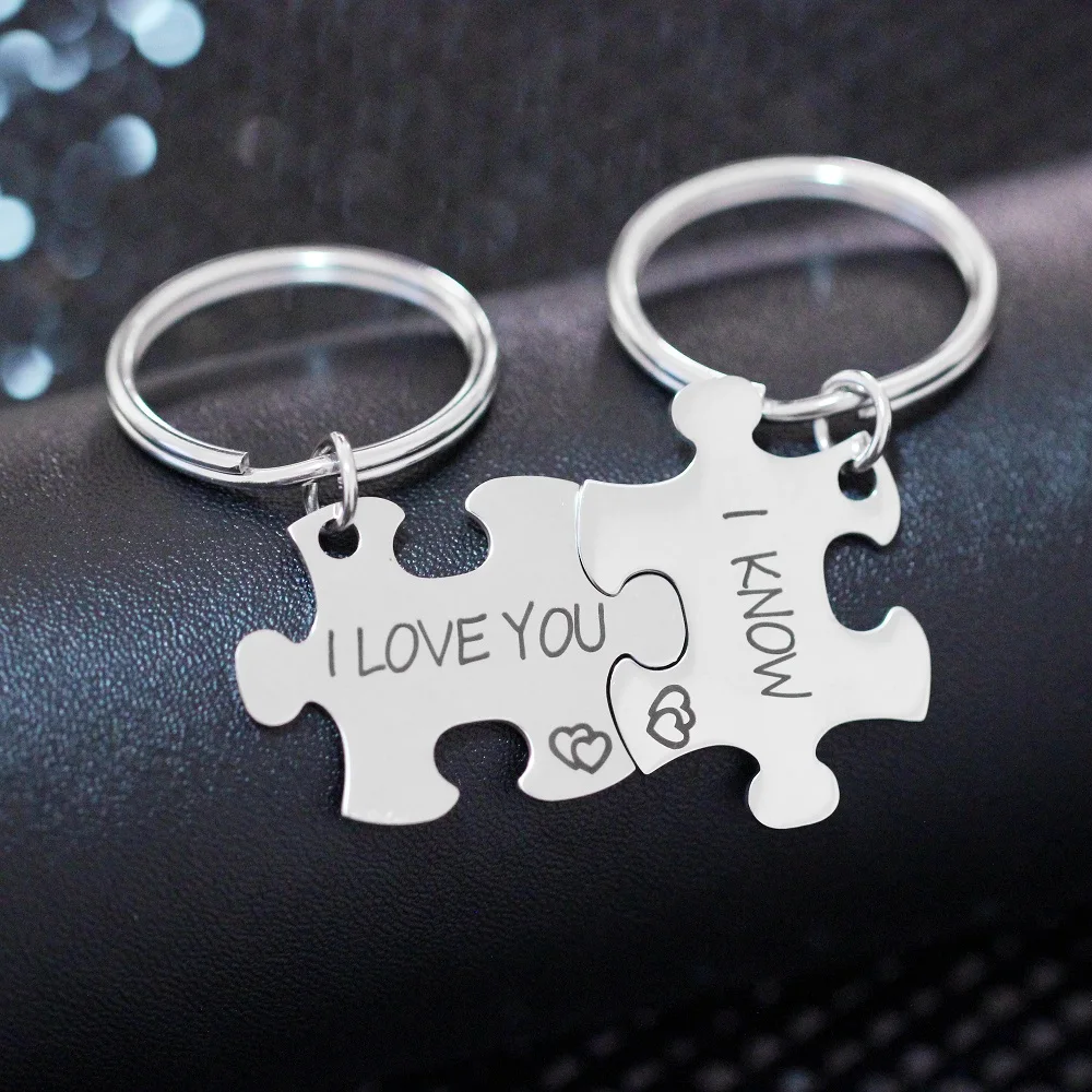 US STOCK Uloveido 2 шт брелки для мужчин и женщин "I love you I know" брелок из нержавеющей