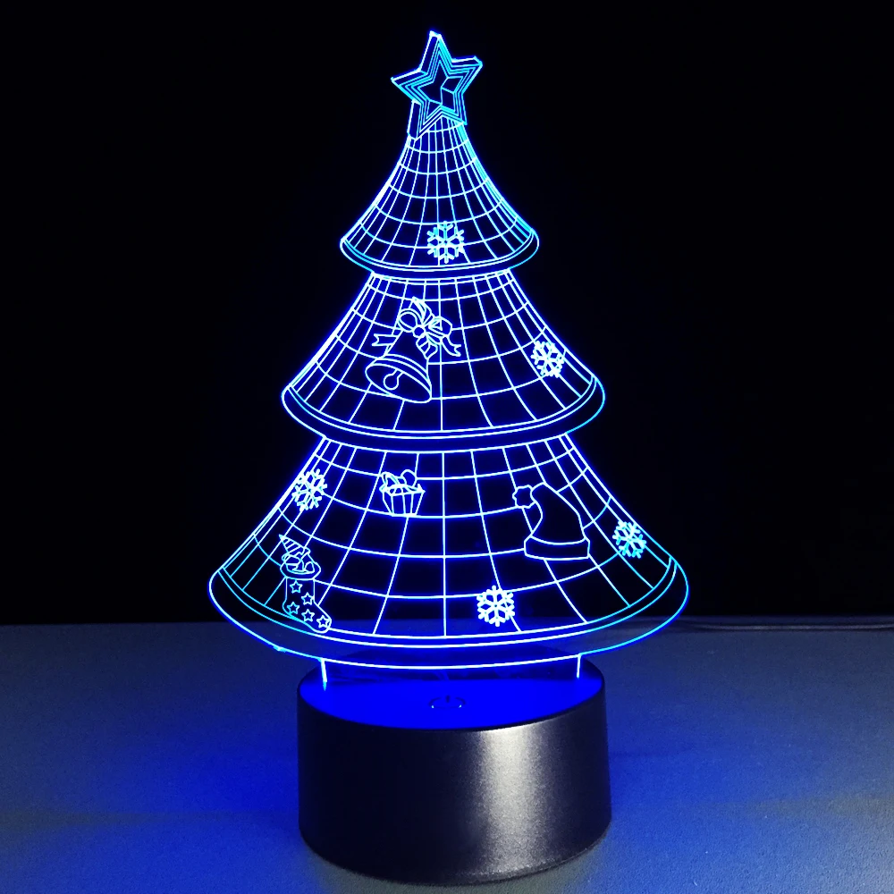 Новогодняя Новинка Рождественская серия 3D светодиодный светильник Санта Клаус снеговики, елки Подарочный ночник RGB Рождественский Декор детские игрушки