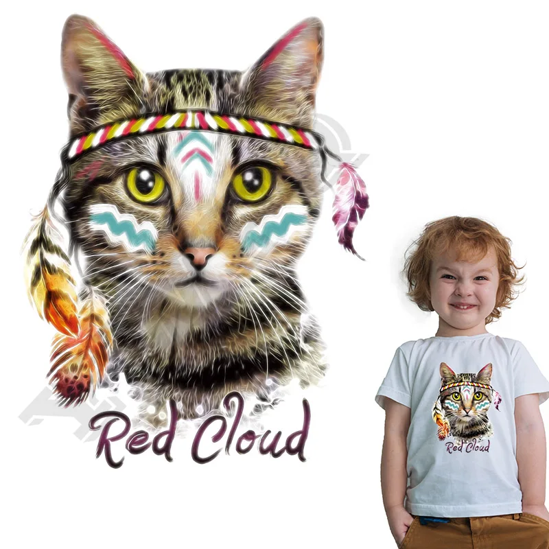 

Fashion Cat Patch Boys Girls T-shirt Dresses Iron-on Patches For Clothes DIY Accessory Patches For Clothes Heat Press Applique
