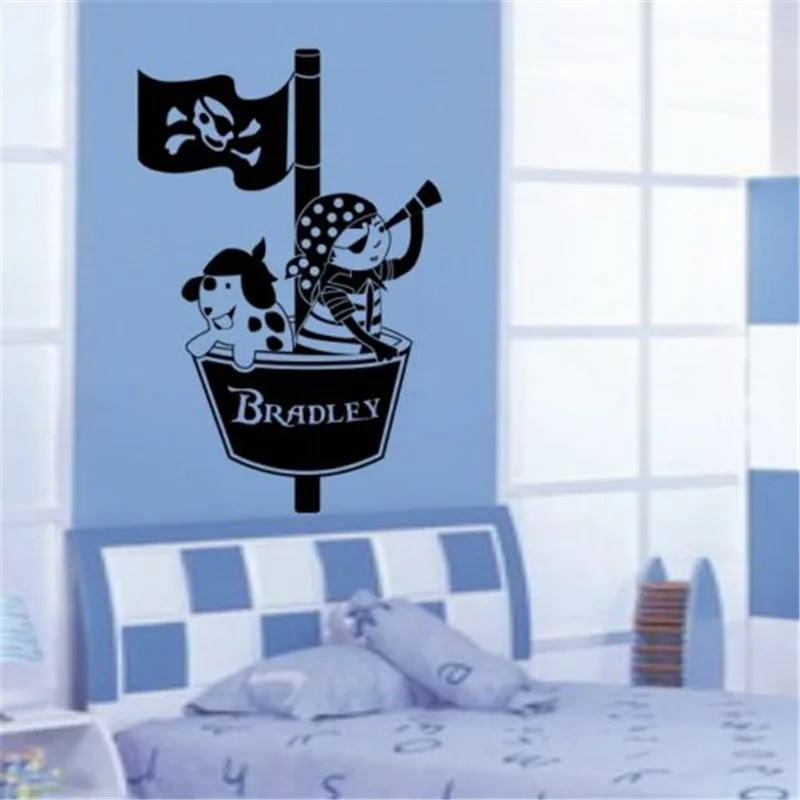 

Pirates Crows Nest Wall Sticker Decal Vinyl Ship Personalised Bedroom Boys Name