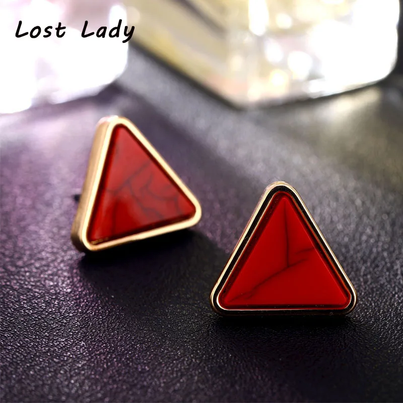 

Lost Lady Fashion Party Bijoux Brincos Geometric Big Triangle Acrylic Stud Earrings For Women Statement Long Zinc Alloy Jewelry