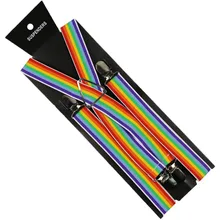 Winfox, модные женские и мужские подтяжки, Эластичные подтяжки на подтяжках, радужные полосы, Эластичные Y-back, 2,5 см, широкие подтяжки