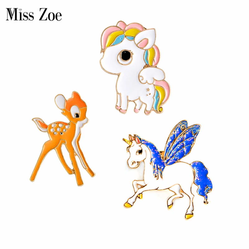 Брошь Miss Zoe в виде милых крыльев маленькой лошадиной оленя на кнопках заколках