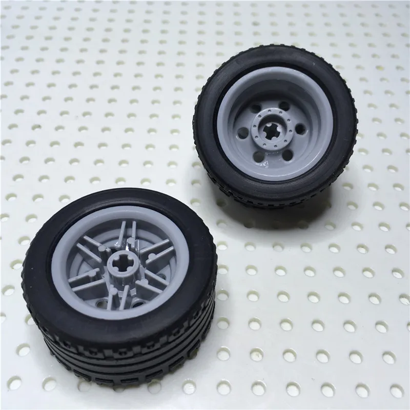 4Pcs/lot Technic Parts Tires Wheel Hub Accessories Military City Compatible With 44309+56145 Bricks Building Block Parts For Car image 3