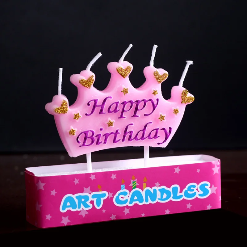 Милый красивый голубой принц розовая корона для принцессы дизайн для детей Девочки Мальчики День рождения свечи товары для украшения торта - Цвет: 1