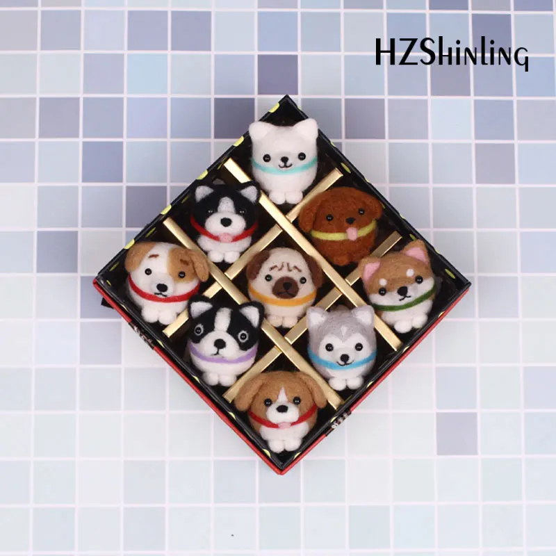 

Non-Finished 9 Dogs DIY Wool Felting Package Handmade Teddy Dog Toy Doll Wool Felt Poked Kitting For Girls