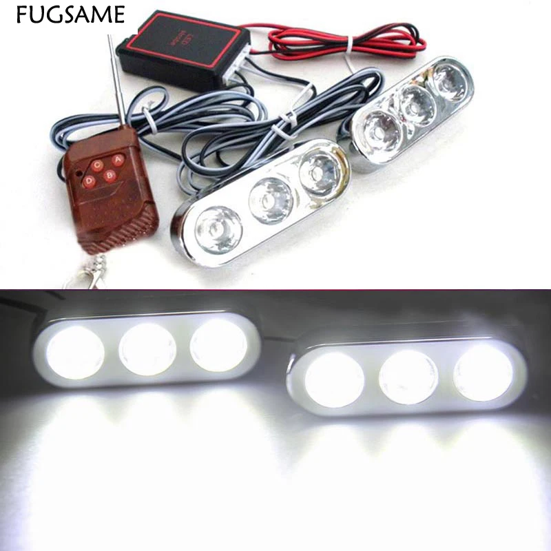 

3*2 6LED strobe flash light/Daytime Running Light Bumper Lamp with wireless remote control for all car truck taxi 2pcs/lot