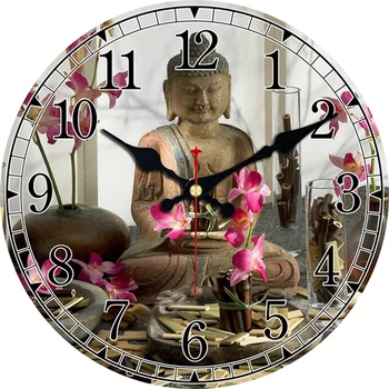 

WONZOM Buddha Statue Orchid Silent Wall Watch For Home Decor, Wall Art Large Wall Clock, No Ticking Sound, Creative Decoration
