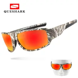 Queshark Camo поляризованных Рыбная ловля солнцезащитные очки Uv400 Велоспорт вождения очки камуфляж Пеший Туризм Кемпинг очки спортивные очки