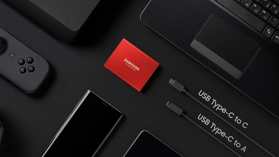 SAMSUNG T5 Портативный SSD 500 GB USB3.1 Gen2 и обратная совместимость для ПК 540 МБ/с. внешний твердотельный HDD MU-PA500B/CN