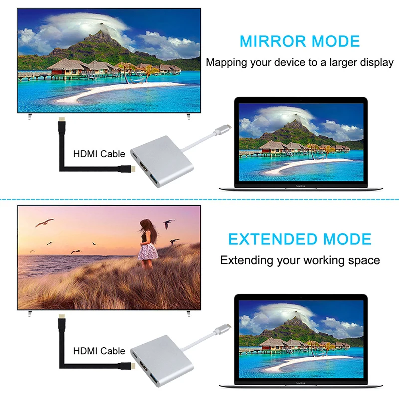 4K Usb c HDMI type c Hdmi mac 3,1 конвертер адаптер типа c к HDMI/USB 3,0/type-C Алюминий для Apple Macbook адаптер