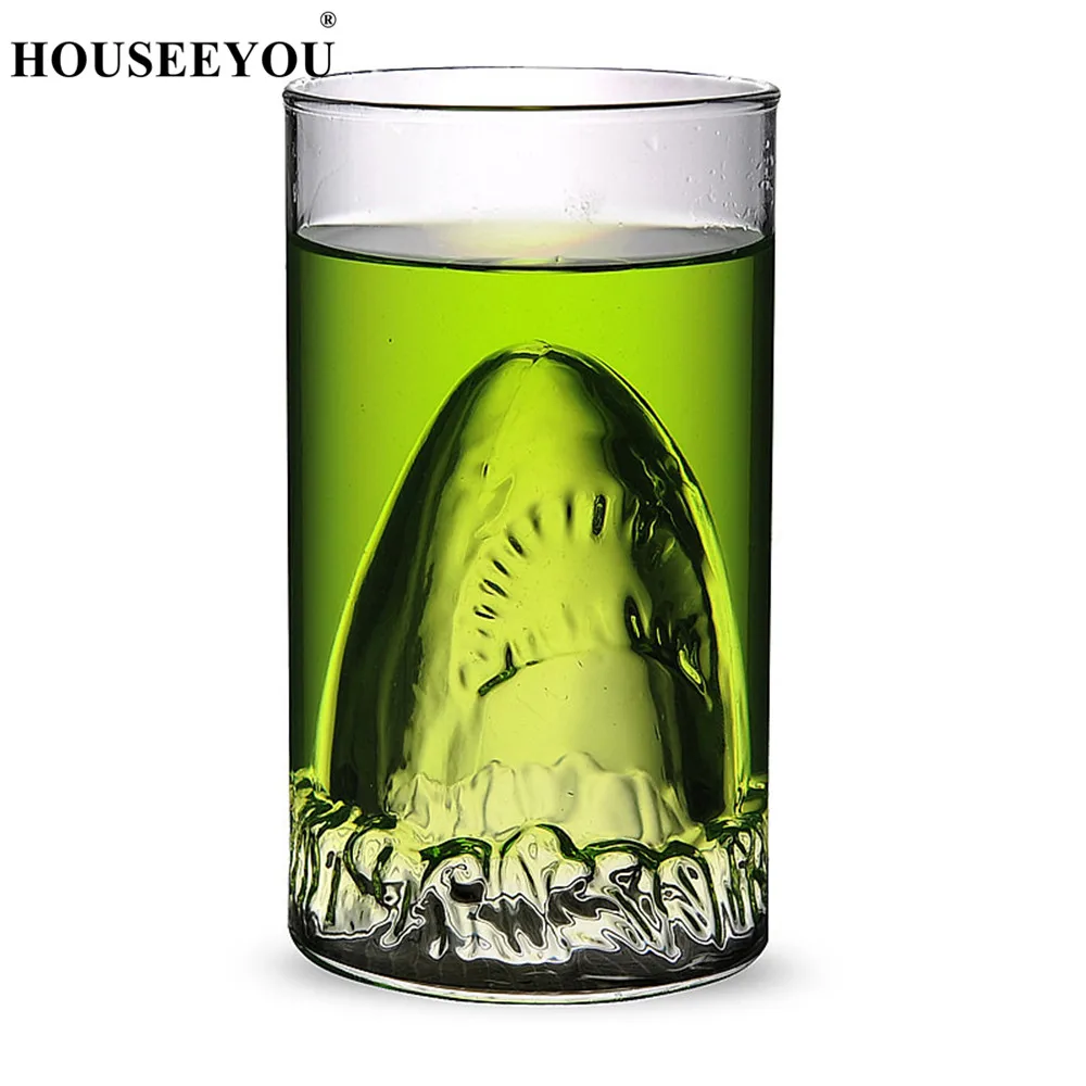 HOUSEEYOU 2 шт./лот стеклянная кружка для путешествий кофейная с акулой чай пиво чашка