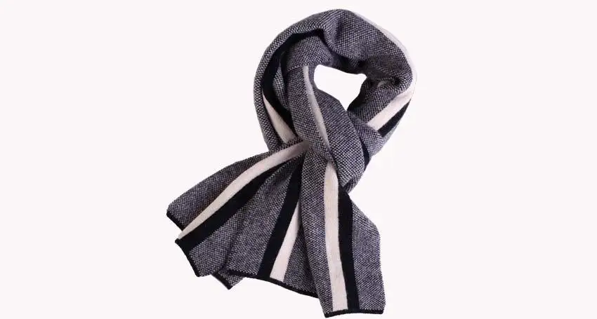 Зимний полосатый шерстяной+ кашемировый мягкий шарф для мужчин - Цвет: SI-4