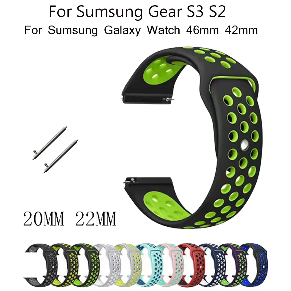 20 22 мм Galaxy watch 46 ремешок для Samsung Gear sport S2 S3 Classic Frontier Band huami amazfit pace Bip BIT Lite