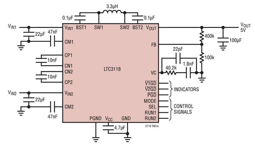 LTC3118EUFD LTC3118IUFD LTC3118HUFD LTC3118MPUFD LTC3118 18 в 2 А понижающий преобразователь постоянного