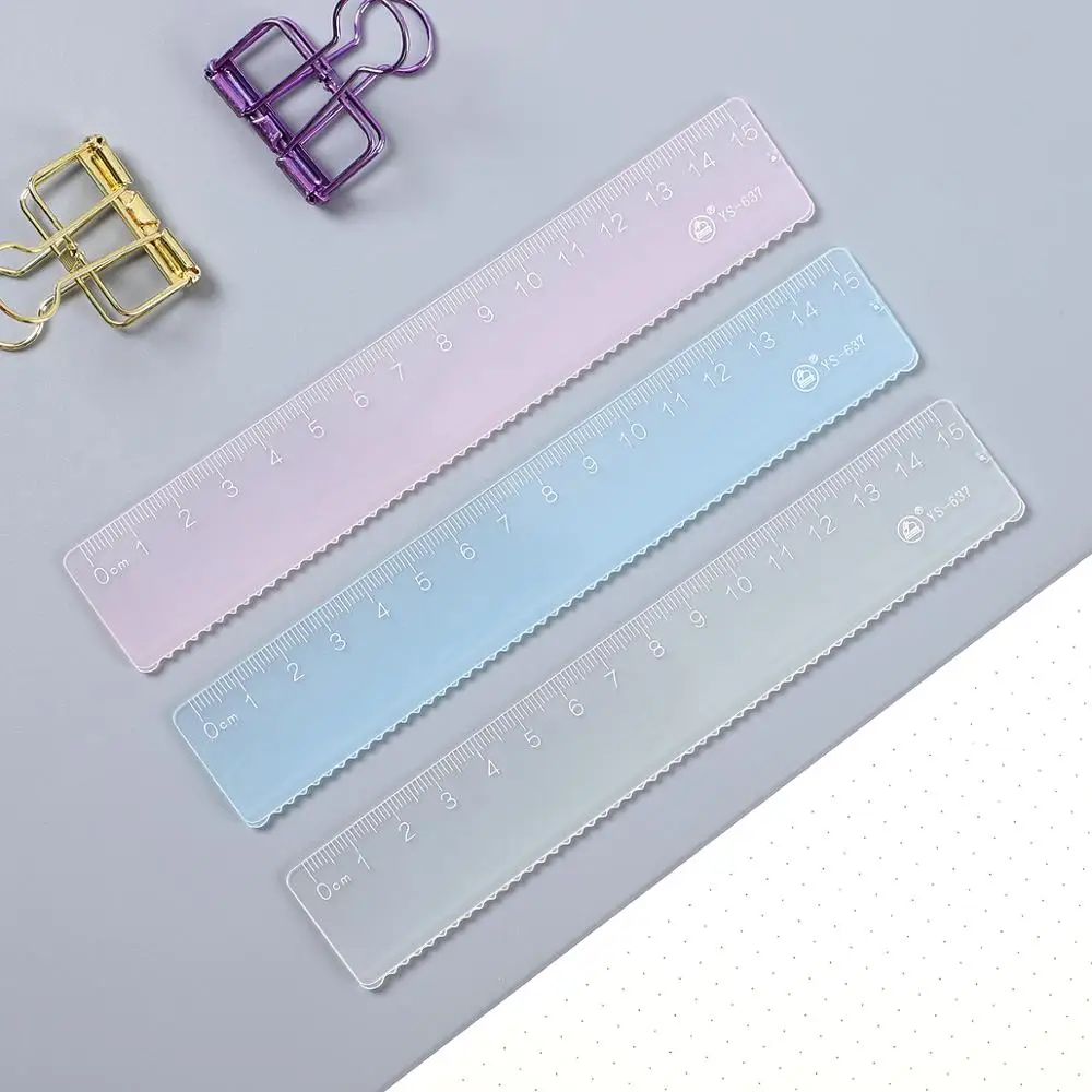 1pc Simple STYLE Candy Color Plastic Ruler Transparent Ruler For Kids Design Ruler School Supplies Kawaii Drawing Supplies