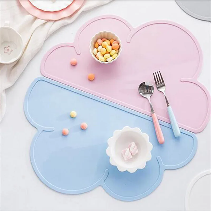 Children Silicone Cloud Shaped Placemat Dinnerware Table Mat Table Placemat Light Grey