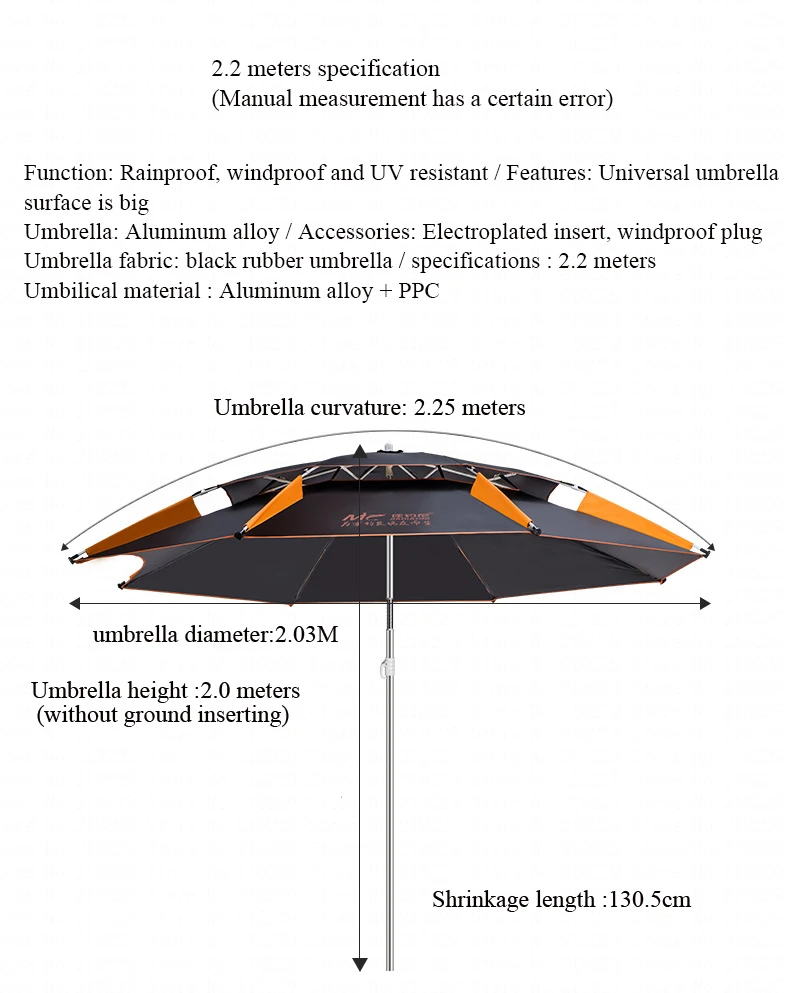Superfície para Piscina de Pesca Dupla Camada Portátil Praia Guarda-chuva Engrossado Ajustável Forte Haste Alumínio Super Grande 2.4m L72 Sun 12 L72 dupla camada portátil sun praia guarda-chuva