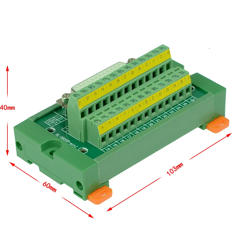 

DB25 Mini D-Sub DIN Rail Mount Interface Module , DB25 Female Mini Breakout Board ,DB25 splitter